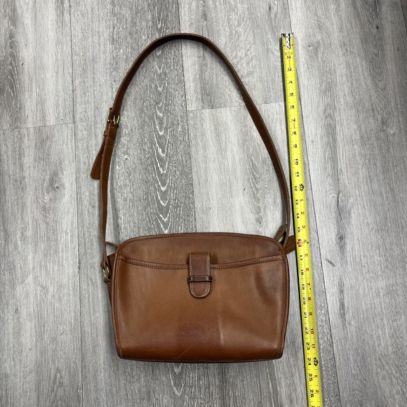 USA VINTAGE COACH SHOULDER CROSSBODY BAG BRASS ZIPPED BROWN LEATHER STRAP ADJUST - Picture 16 of 16